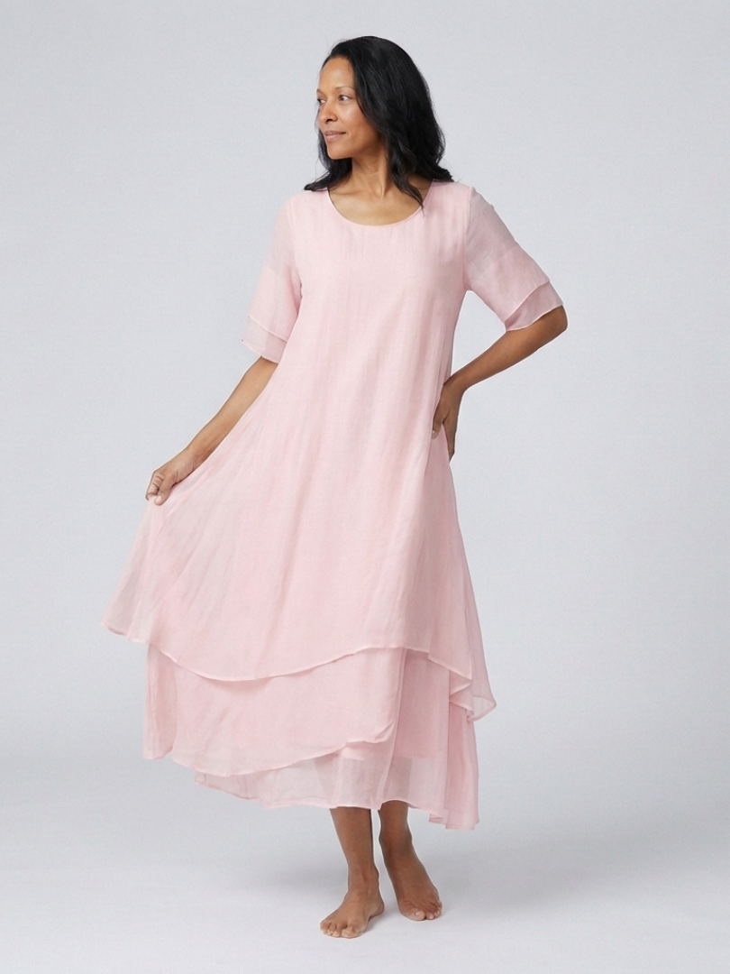 Clara | Vestido Midi Capa de Manga Corta