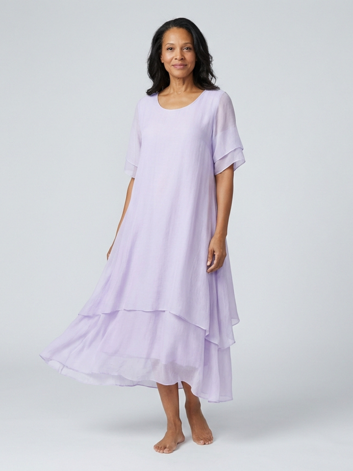 Clara | Vestido Midi Capa de Manga Corta