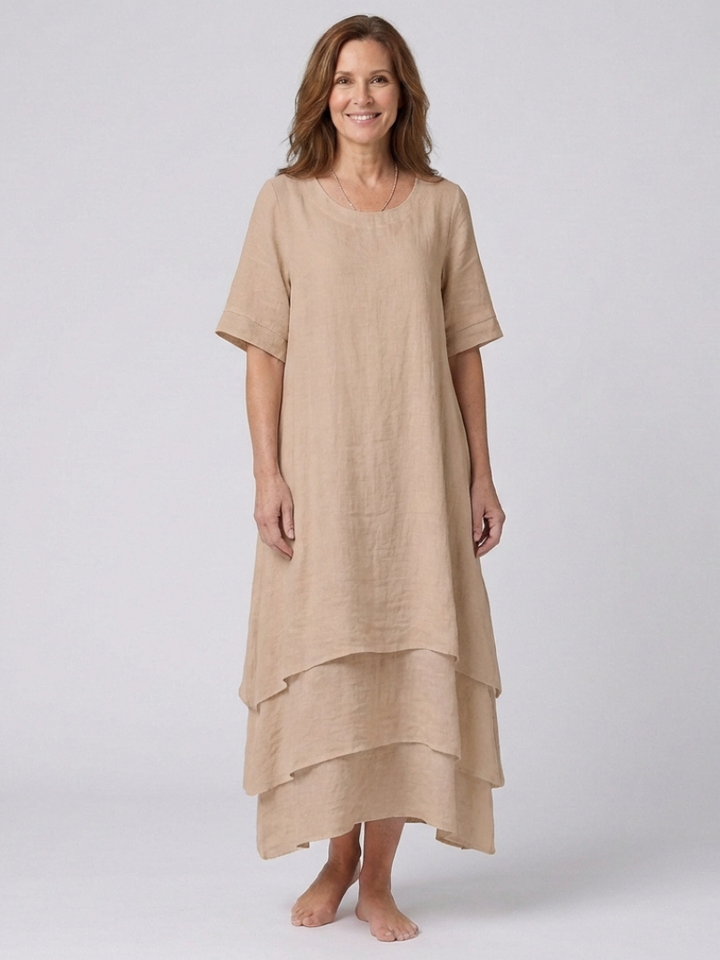 Clara | Vestido Midi Capa de Manga Corta