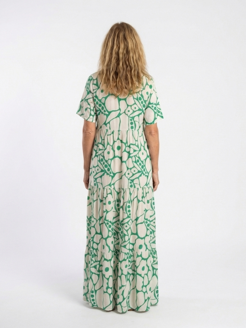Zuleika | Vestido Midi Floral de Manga Corta con Escote en V