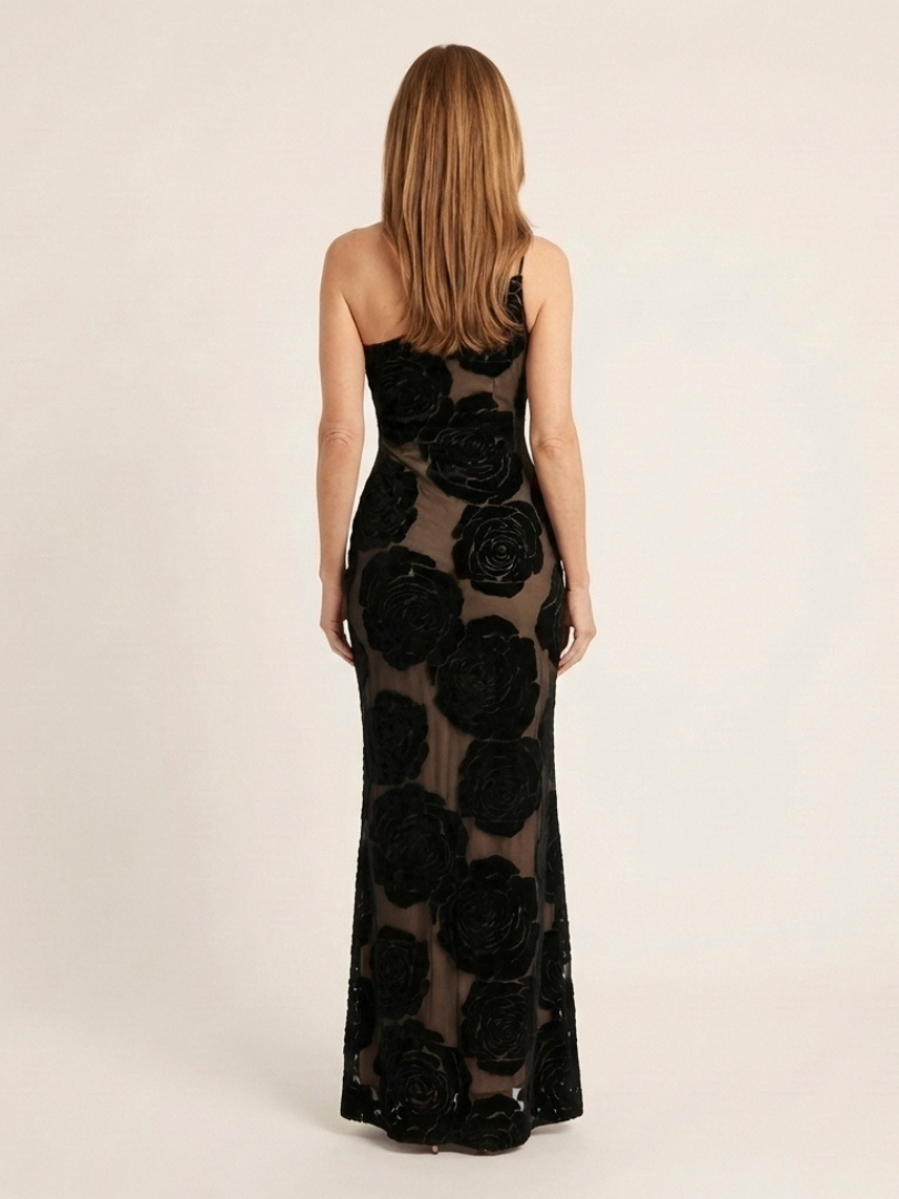 Cressida | Vestido Maxi de Encaje Floral con Un Hombro
