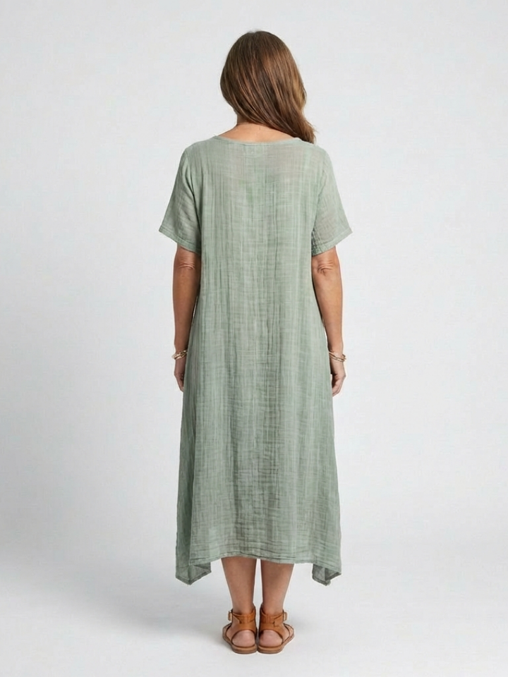 Marianne | Vestido Midi de Manga Corta con Escote en V