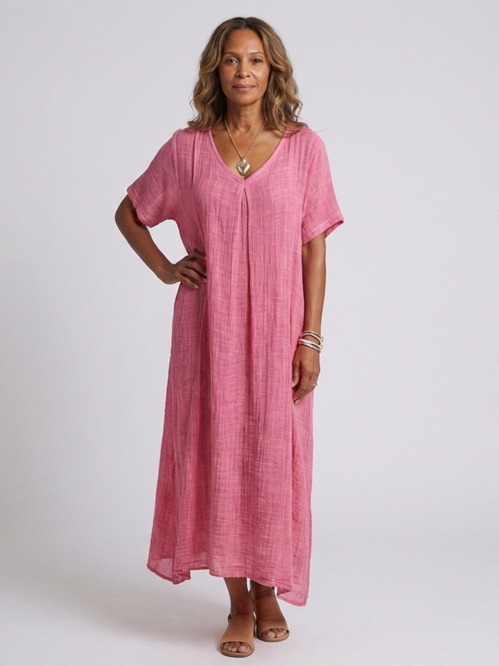 Marianne | Vestido Midi de Manga Corta con Escote en V