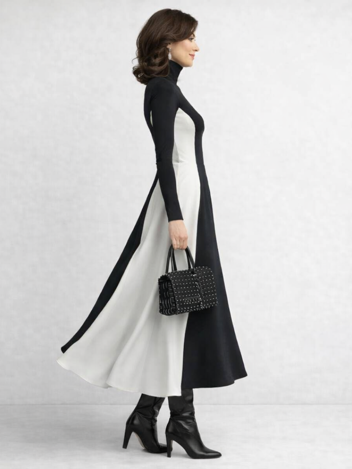 Arden | Vestido Maxi de Cuello Alto Esculpido