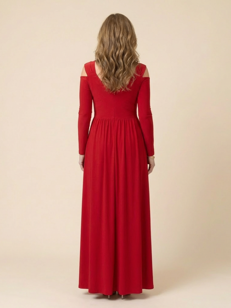 Althea | Vestido Maxi de Manga Larga con Escote en V y Abertura