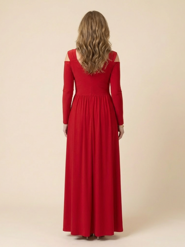 Althea | Vestido Maxi de Manga Larga con Escote en V y Abertura