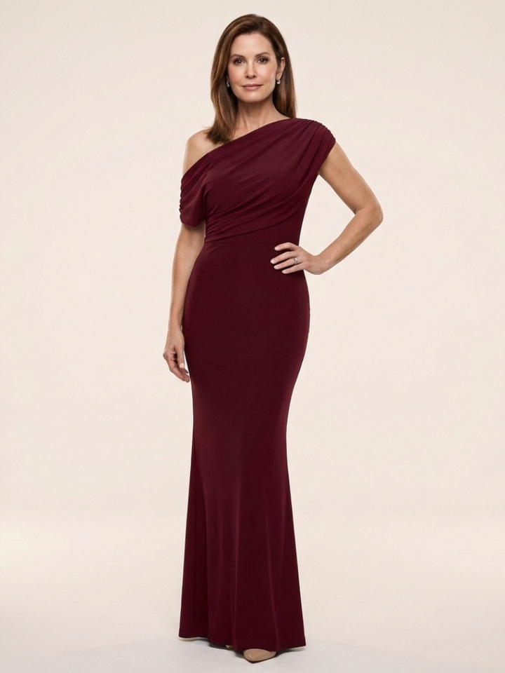 Calista | Vestido Maxi Drapado de Un Hombro