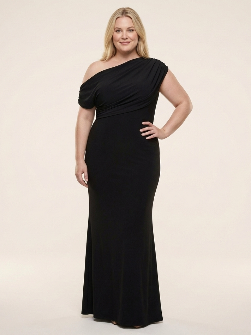Calista | Vestido Maxi Drapado de Un Hombro