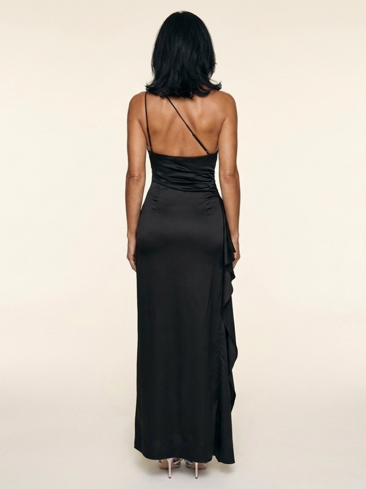 Selene | Vestido Maxi Drapado de Un Hombro