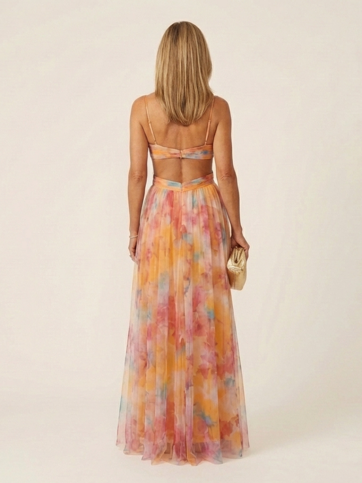Thalira | Vestido Maxi Plisado Sin Mangas con Escote en V