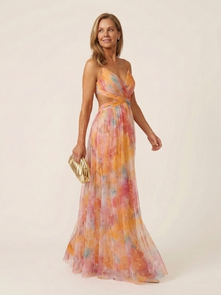 Thalira | Vestido Maxi Plisado Sin Mangas con Escote en V