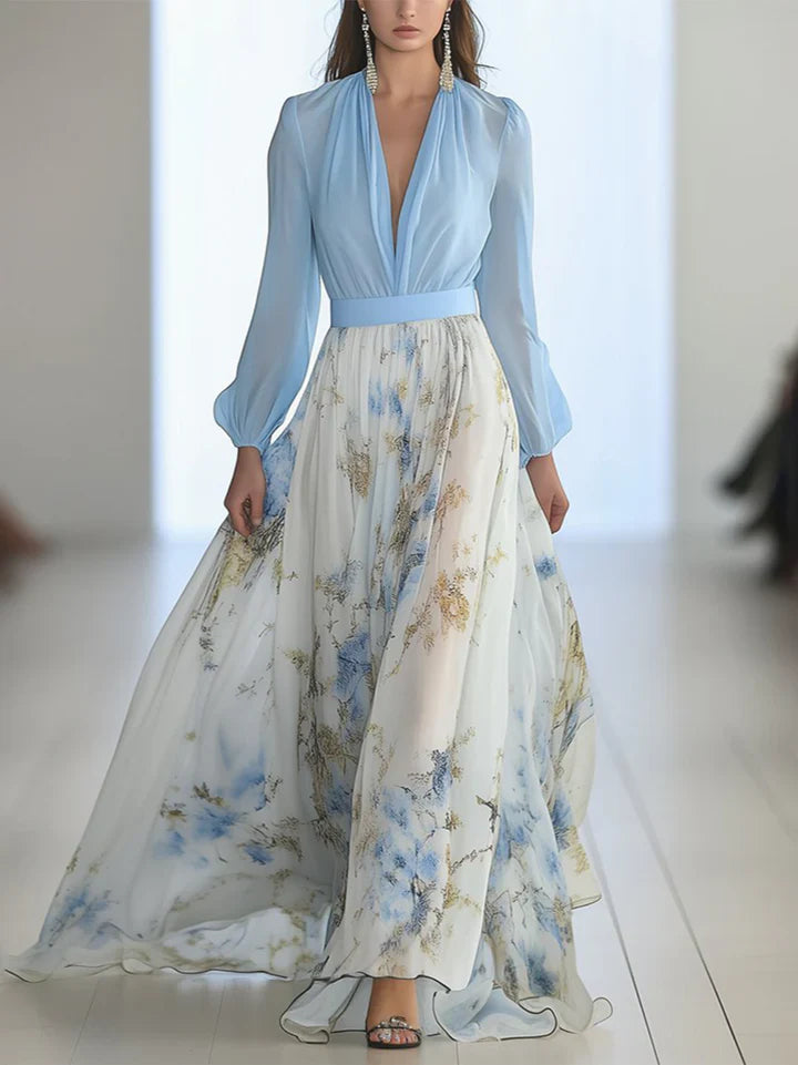 Elanthea | Vestido Maxi Floral con Cuerpo Transparente
