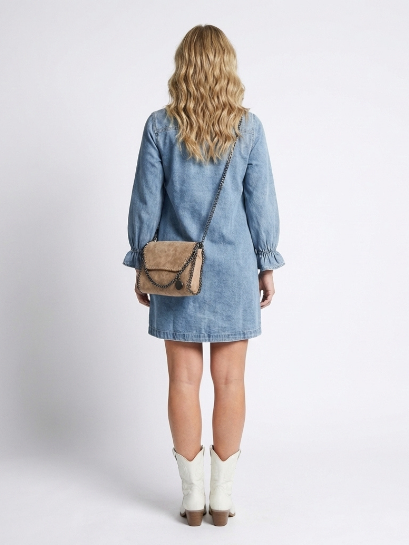 Sabine | Vestido de Camisa de Denim con Manga Larga y Botones