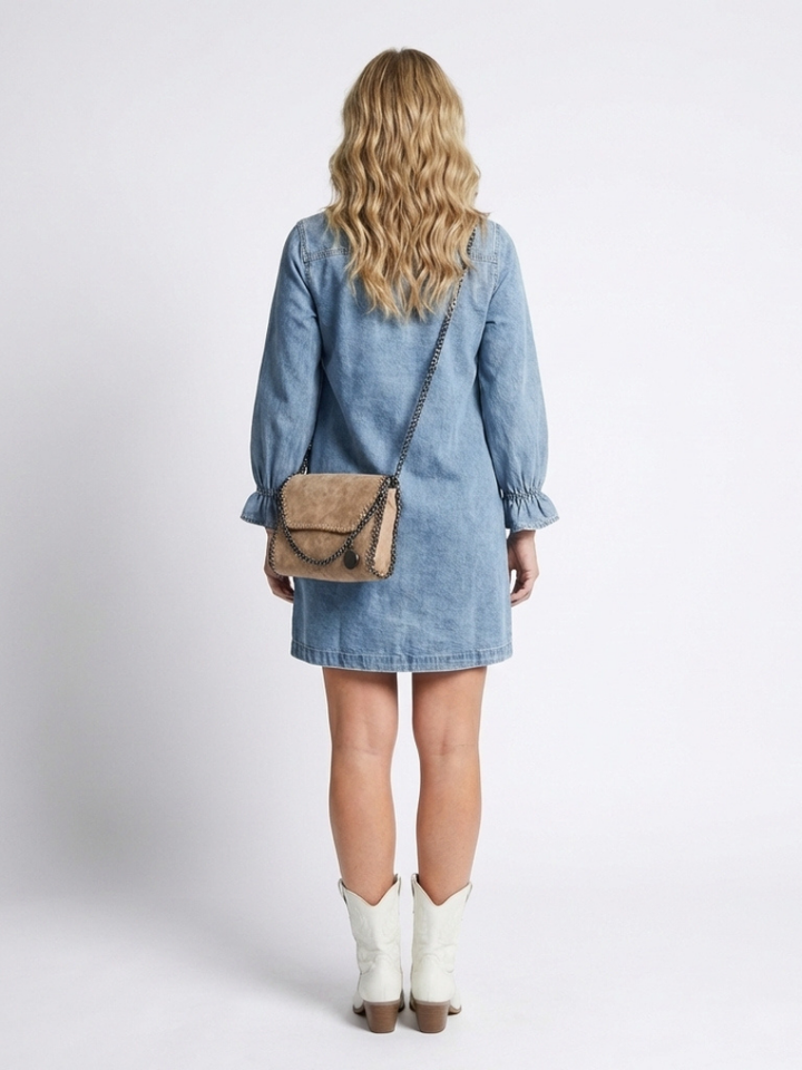 Sabine | Vestido de Camisa de Denim con Manga Larga y Botones
