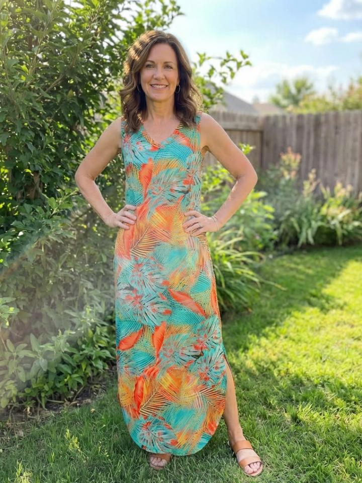 Liora | Vestido Maxi Sin Mangas con Escote en V y Bolsillos