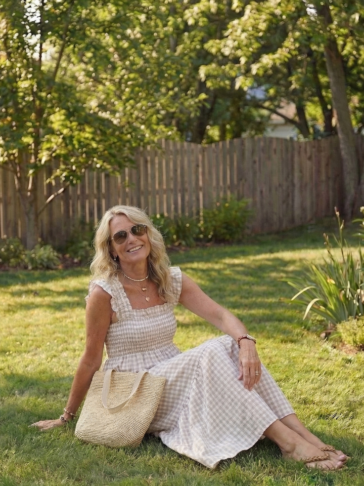 Isolde | Vestido Maxi de Gingham con Mangas de Volante