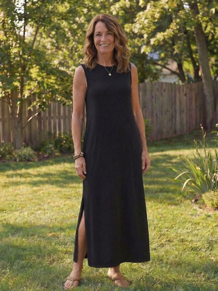 Zorina | Vestido Midi Sin Mangas con Bolsillos y Abertura Lateral