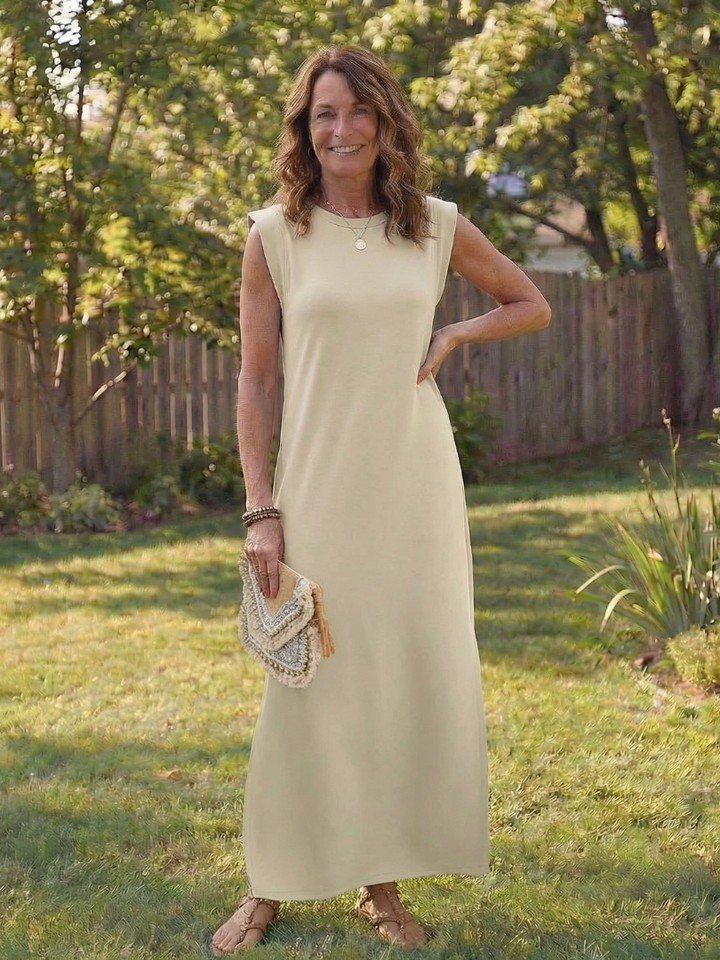 Zorina | Vestido Midi Sin Mangas con Bolsillos y Abertura Lateral