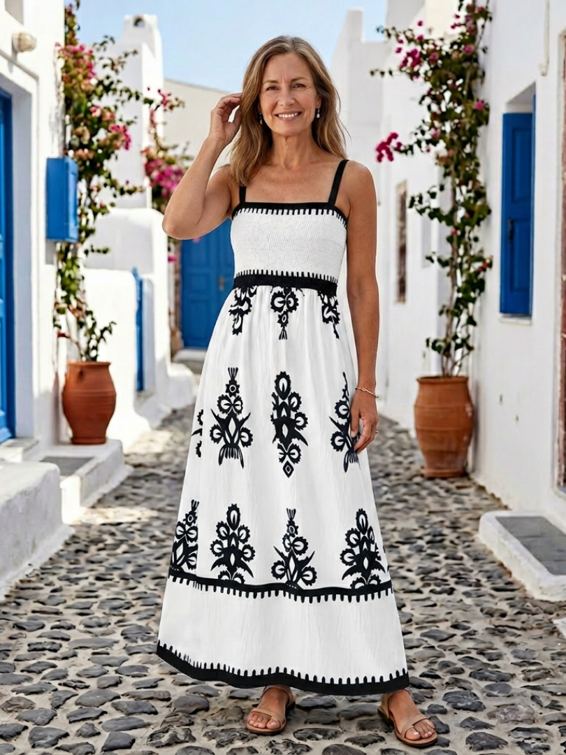 Odelina | Vestido Maxi sin Mangas con Cuerpo Fruncido