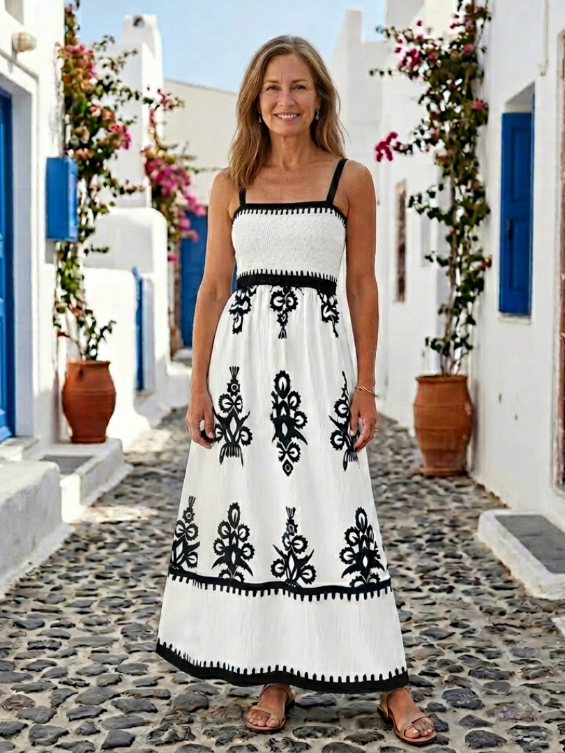Odelina | Vestido Maxi sin Mangas con Cuerpo Fruncido