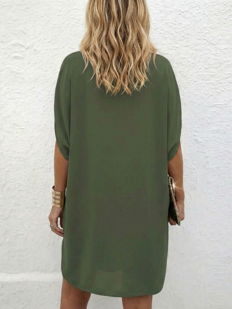 Calanthe | Vestido Shift con Escote en V Drapado
