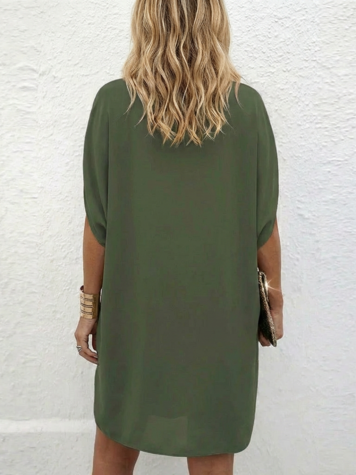 Calanthe | Vestido Shift con Escote en V Drapado