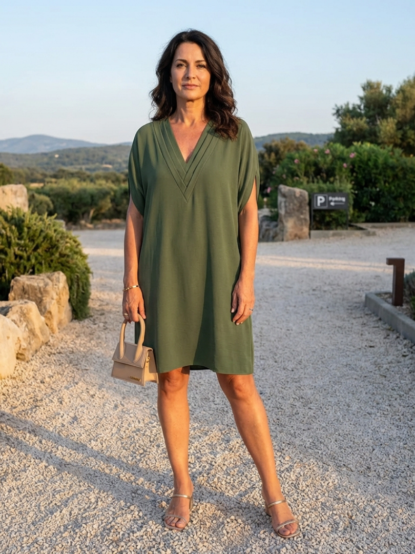 Calanthe | Vestido Shift con Escote en V Drapado