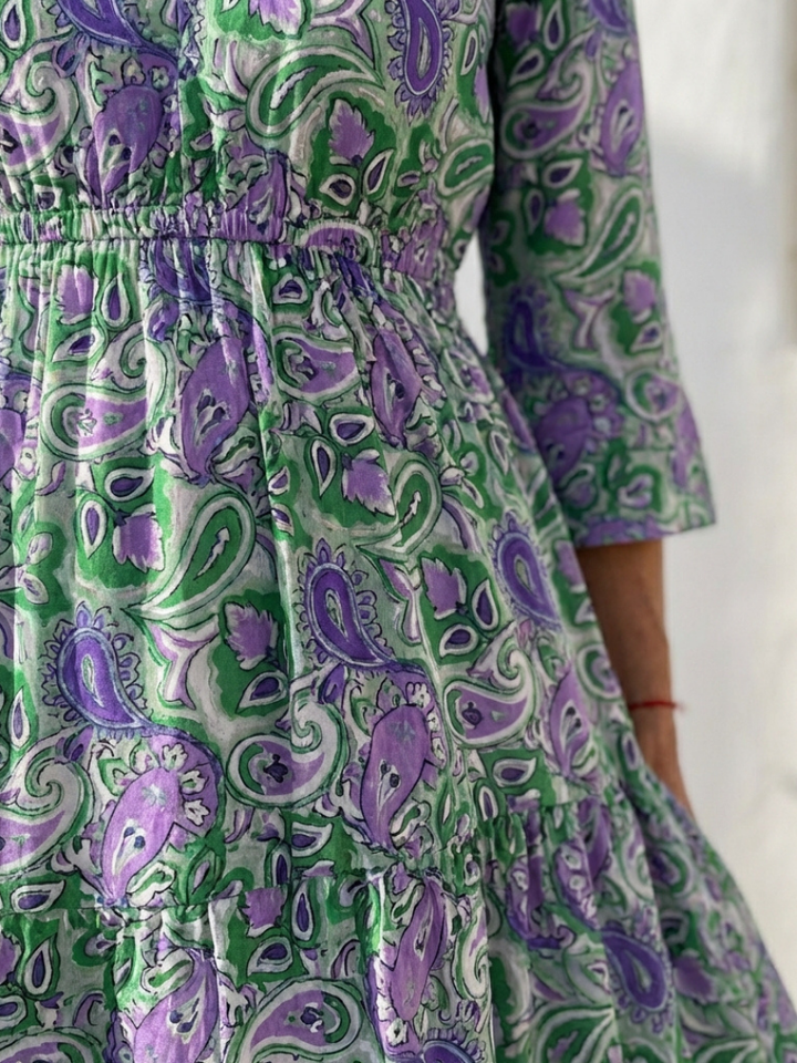 Isabella | Vestido Maxi Bohemio de Manga Larga con Escote en V