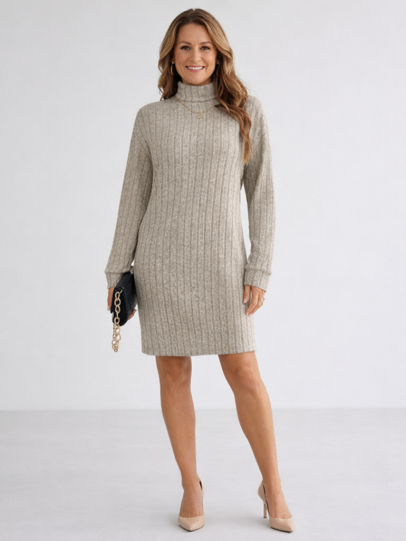 Margot | Vestido de punto acanalado con cuello alto