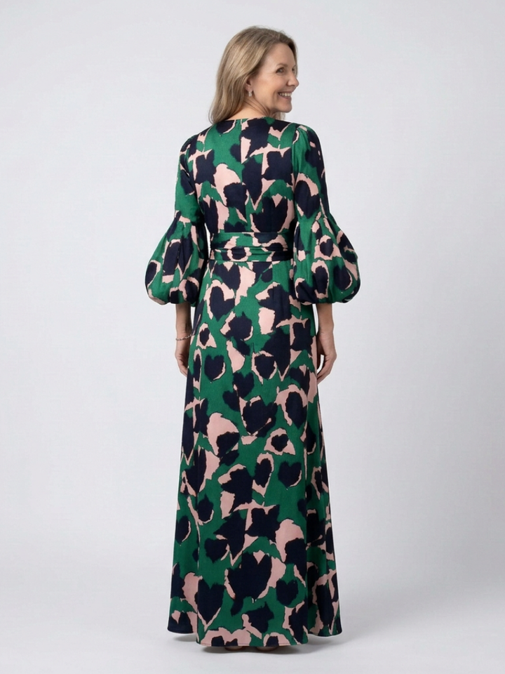 Isolde | Vestido Maxi de Manga Larga con Cintura Tazada en V