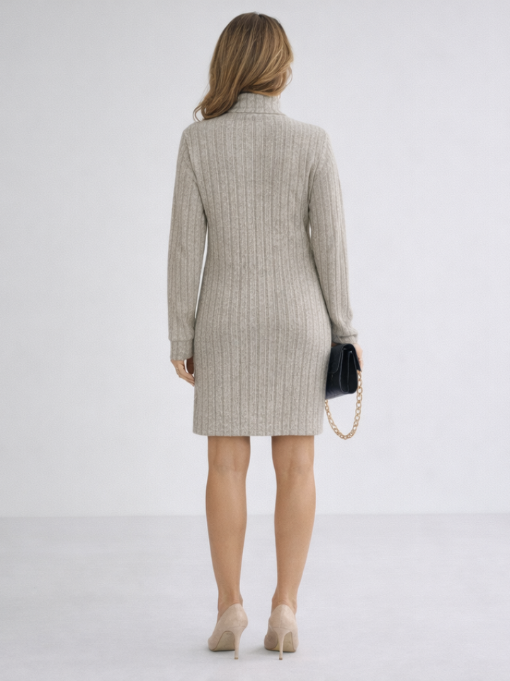 Margot | Vestido de punto acanalado con cuello alto