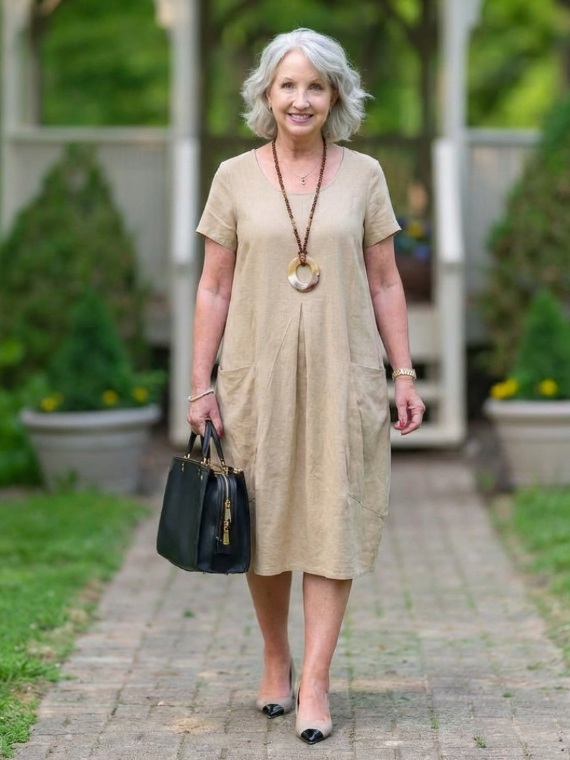 Diane | Vestido de Longitud de Rodilla con Mangas Cortas y Pliegues