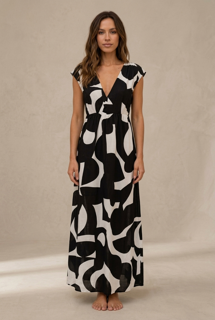 Camelia | Vestido midi fluido con estampado vibrante