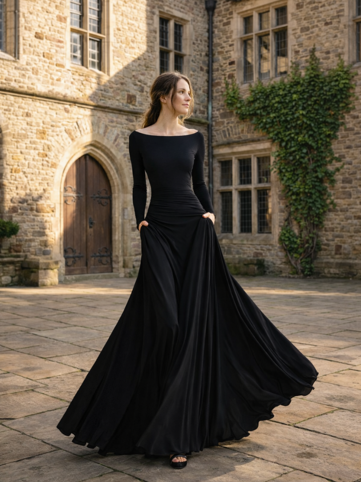 Maris | Vestido Maxi de Manga Larga Draped
