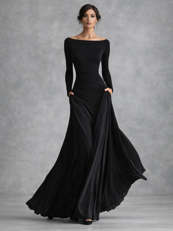 Maris | Vestido Maxi de Manga Larga Draped