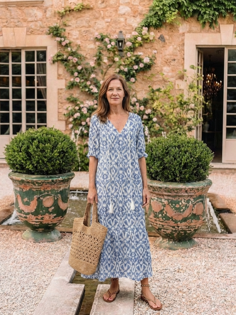 Lillian | Vestido Midi de Manga Corta con Escote en V Floral