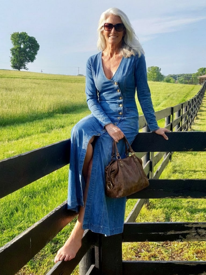 Sienna | Vestido Maxi de Denim con Botones en el Frente