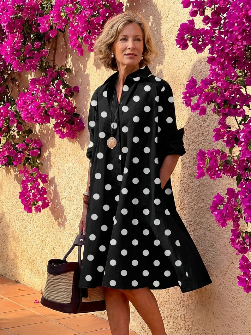 Evelyn | Vestido Midi de Camisa con Botones y Cuello