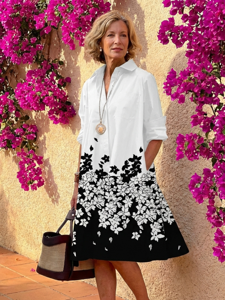 Evelyn | Vestido Midi de Camisa con Botones y Cuello