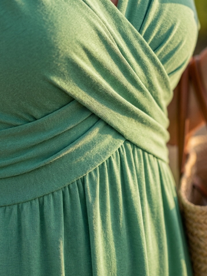 Marina | Vestido Maxi de Manga Corta con Escote en V
