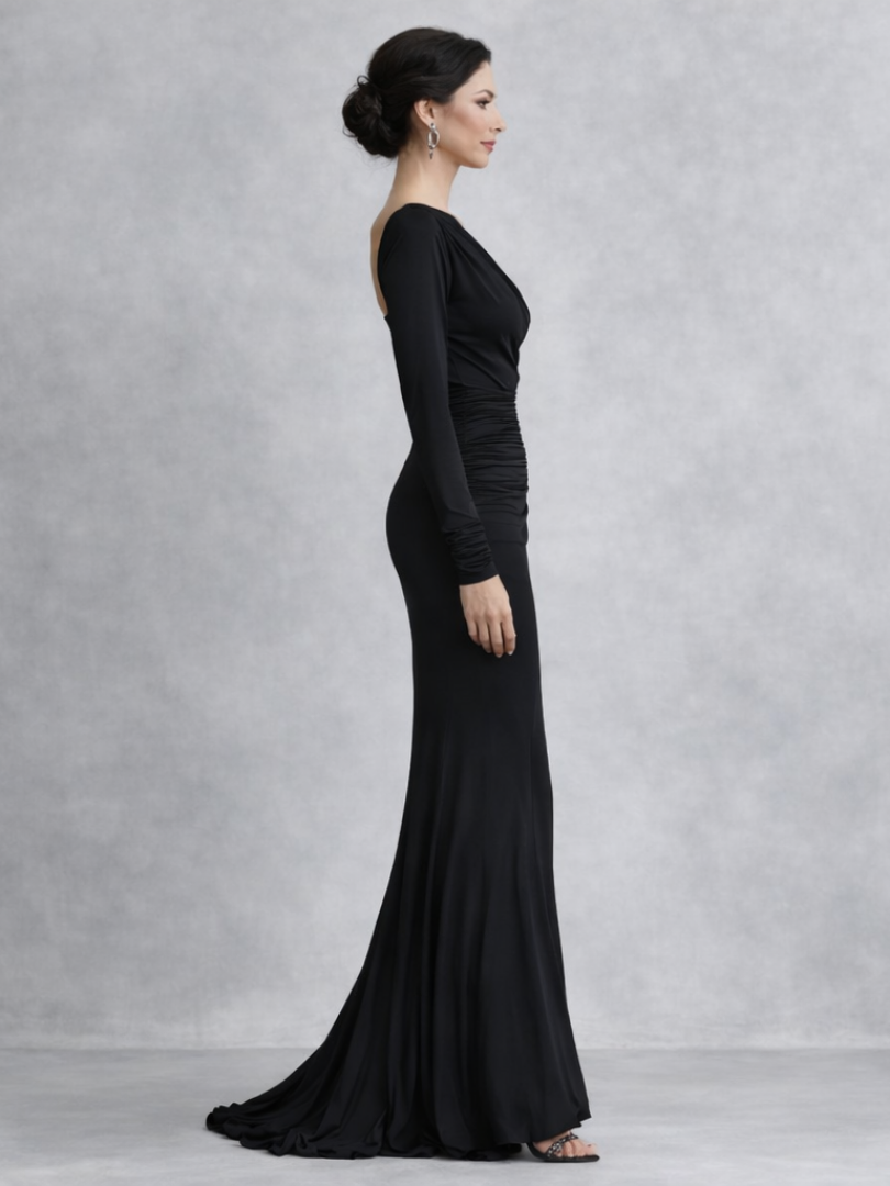 Vivienne | Vestido Maxi Arrugado de Un Hombro