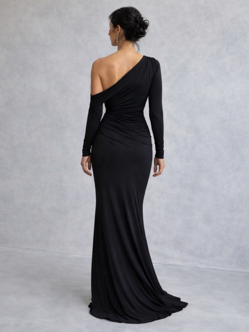 Vivienne | Vestido Maxi Arrugado de Un Hombro