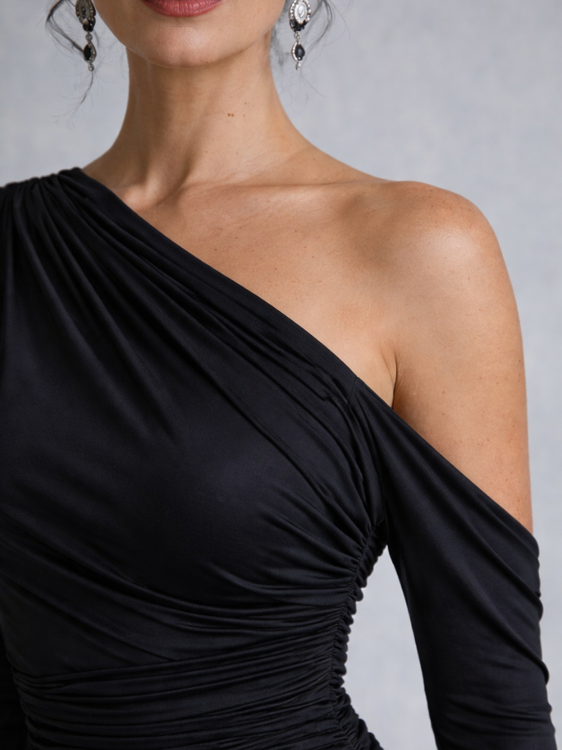 Vivienne | Vestido Maxi Arrugado de Un Hombro