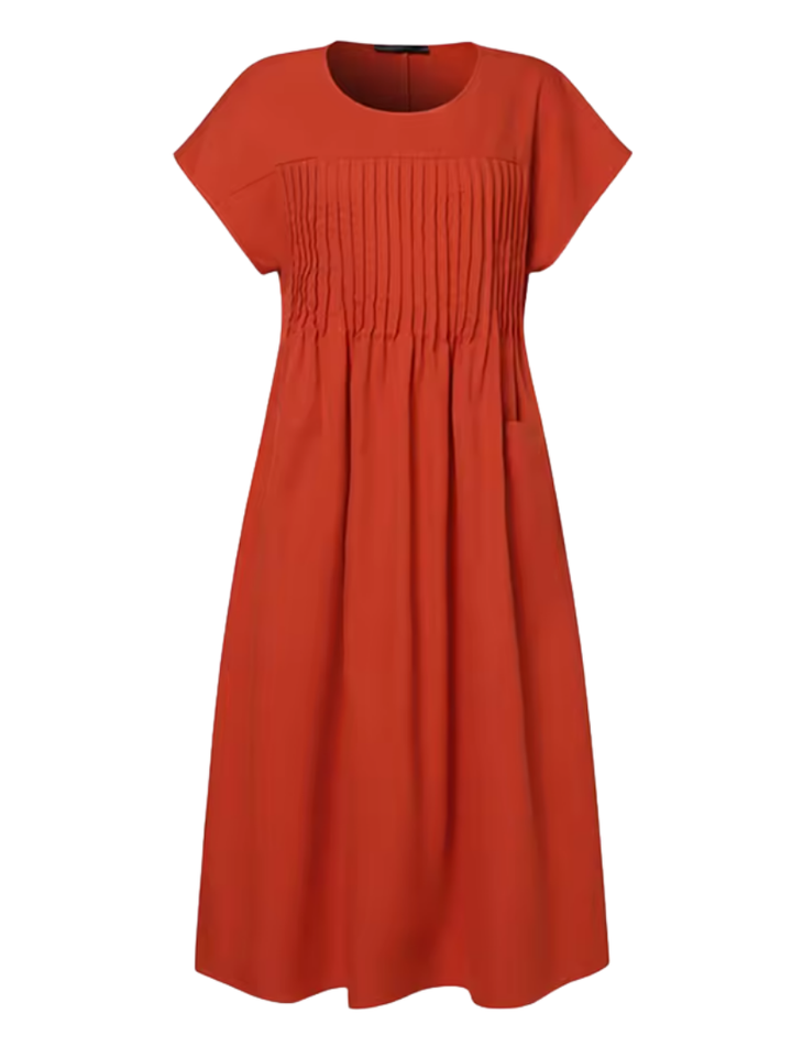 Avelisse | Vestido Midi con Cuerpo Plisado