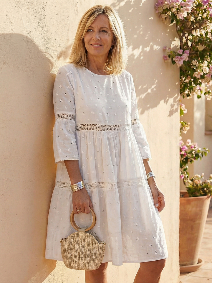Maristelle | Vestido Midi de Algodón Bordado