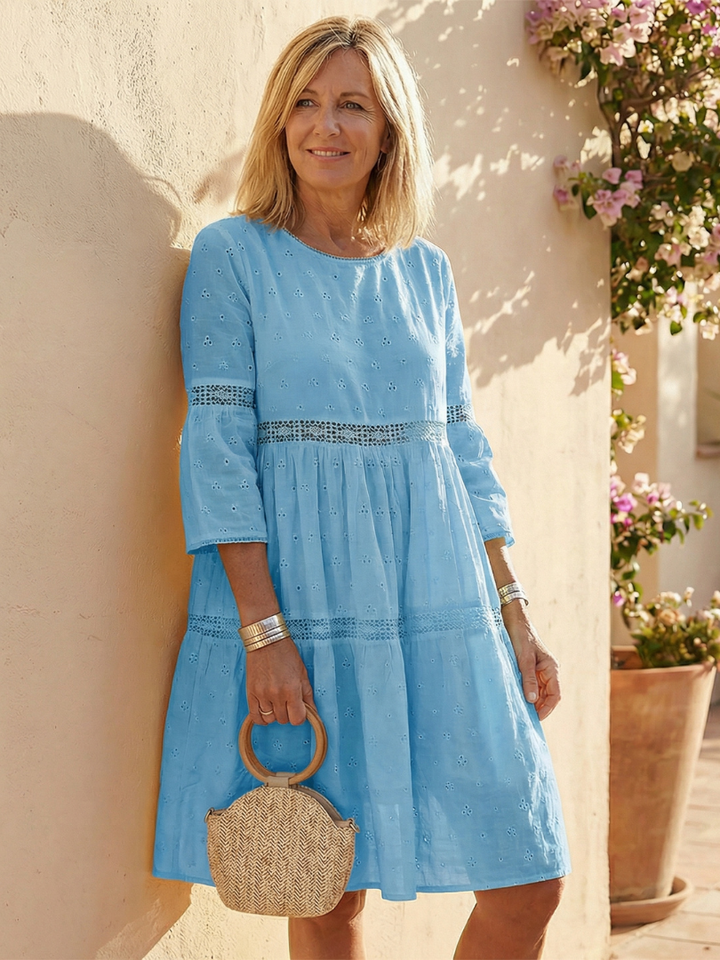 Maristelle | Vestido Midi de Algodón Bordado