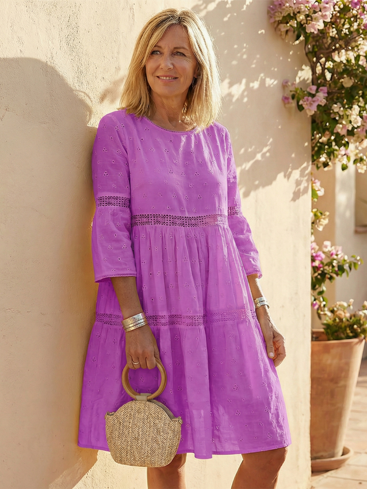 Maristelle | Vestido Midi de Algodón Bordado